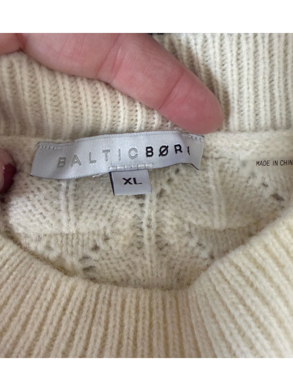 Baltic Born Ivory Cable Knit Crewneck Sweater